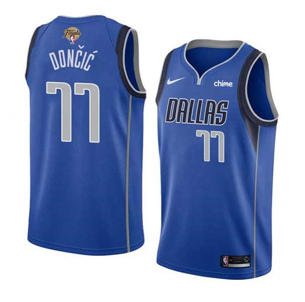 Men%27s Dallas Mavericks #77 Luka Doncic Blue 2024 Finals Icon Edition Stitched Basketball Jersey Dzhi